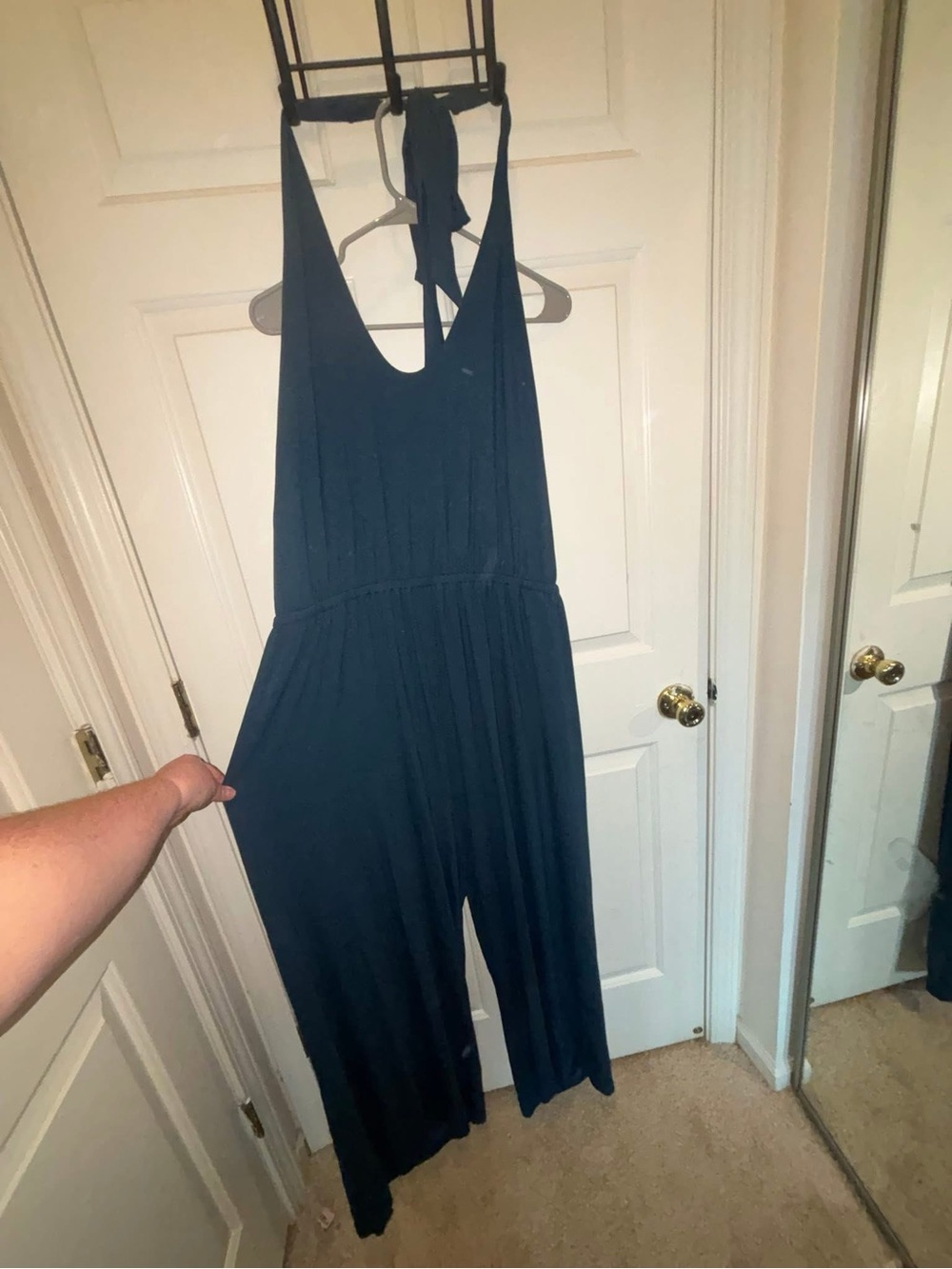 Old Navy Navy Halter Wide-Leg Jumpsuit